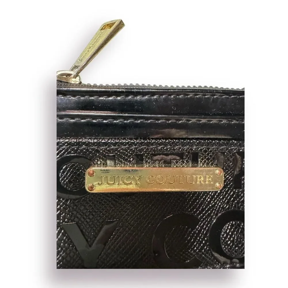 Juicy Couture‎ Small Black Wallet Wristlet with Heart Charm/Chain